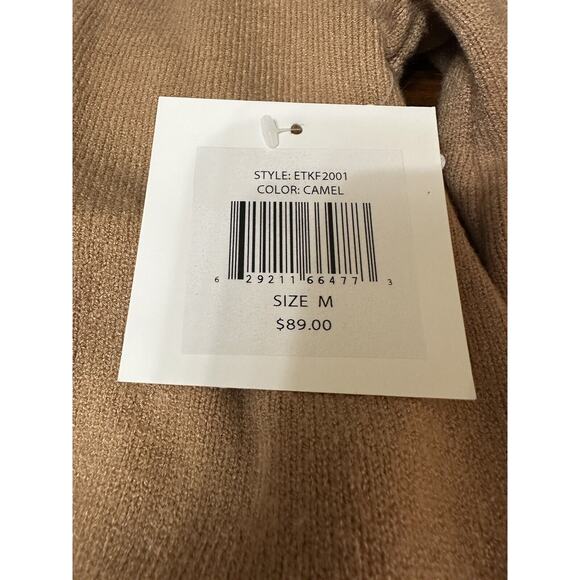 Ellen Tracy V-Neck Cable Knit Sweater Camel Tan NWT MSRP $89.00 Medium Plush - Picture 8 of 12